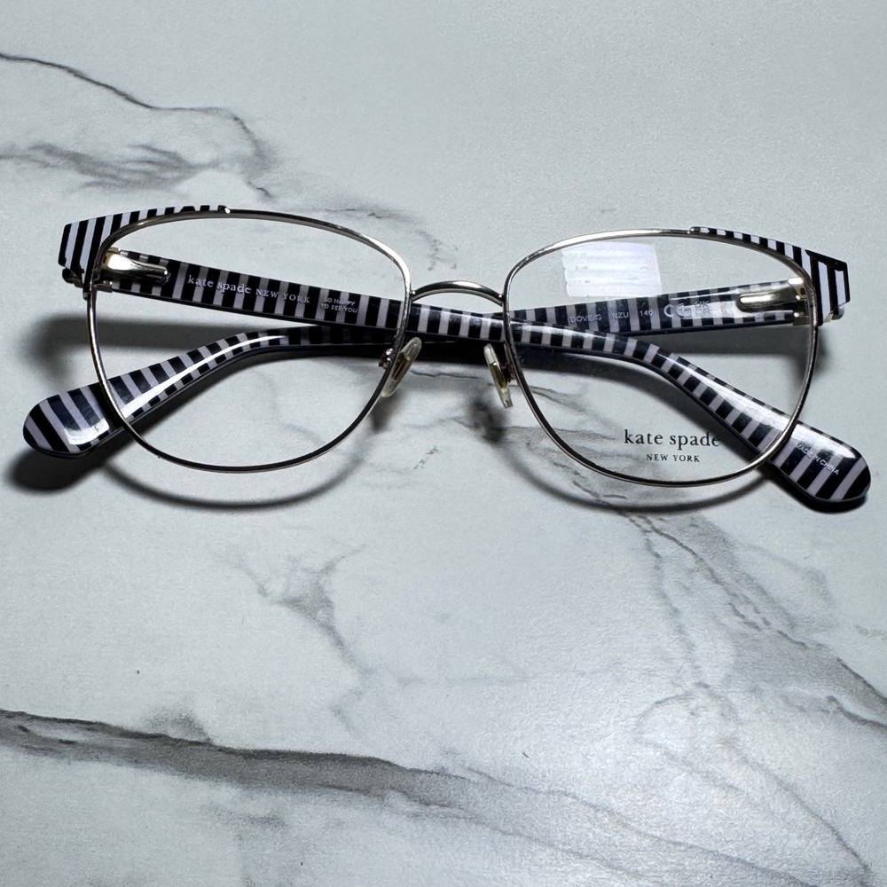 Kate Spade New York DOVE/G Eyeglasses Silver Black Striped Frames 52-16-140 mm